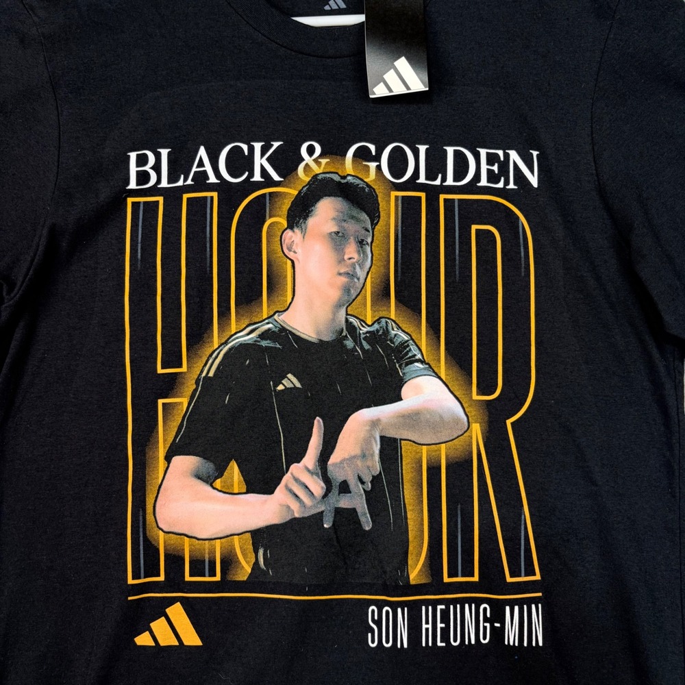 Adidas Son Heung-min Black & Golden Hour Graphic T-Shirt Mens Small New Tag - Picture 2 of 6